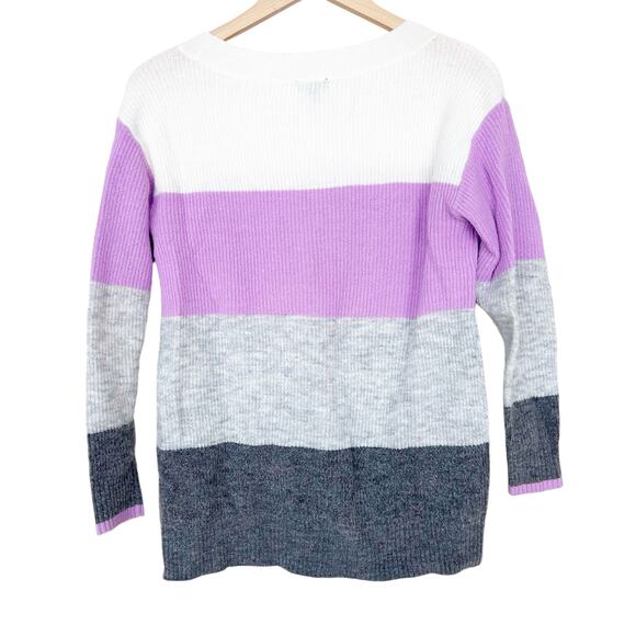 Talbots Gray Purple White Color Block Sweater Sz SP - Picture 4 of 5
